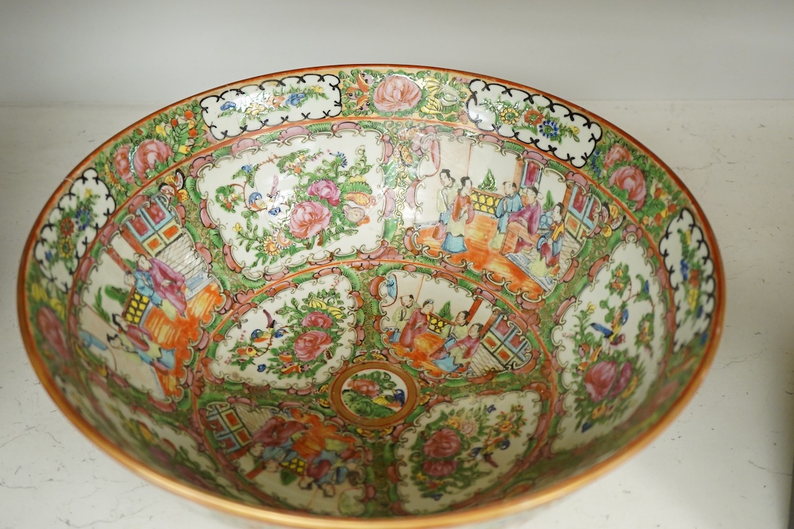 A 19th century Chinese famille rose punch bowl, 33.5cm